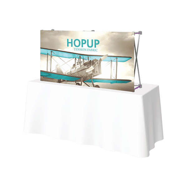 Hopup 5ft straight tabletop tension-fabric display front graphic right