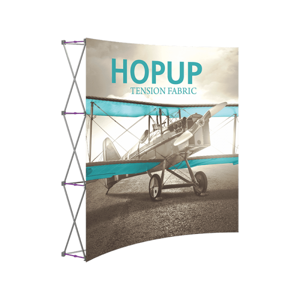 Hopup-7point5ft-curved-full-height-tension-fabric-display_front-graphic-left
